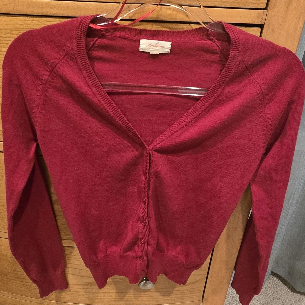 Ambiance Women's Raspberry Button-Front Cardigan - Picture 3 of 7